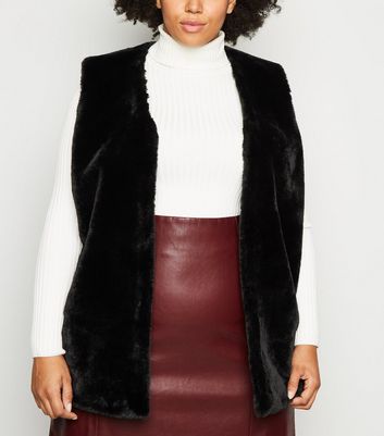 new look black faux fur gilet