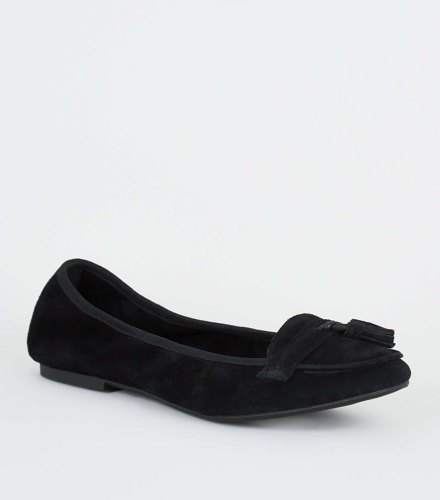 Wide Fit Black Suede Tassel Loafers