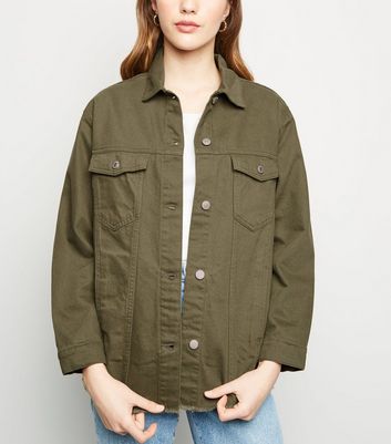 new look khaki denim jacket