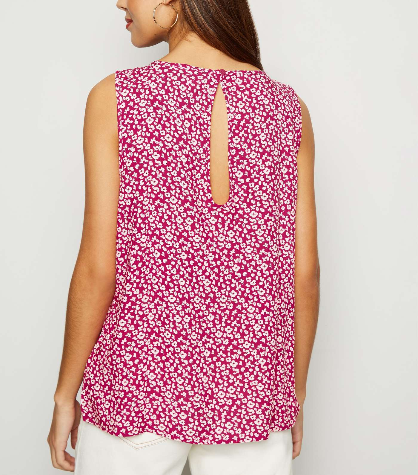 JDY Pink Floral Sleeveless Top Image 3