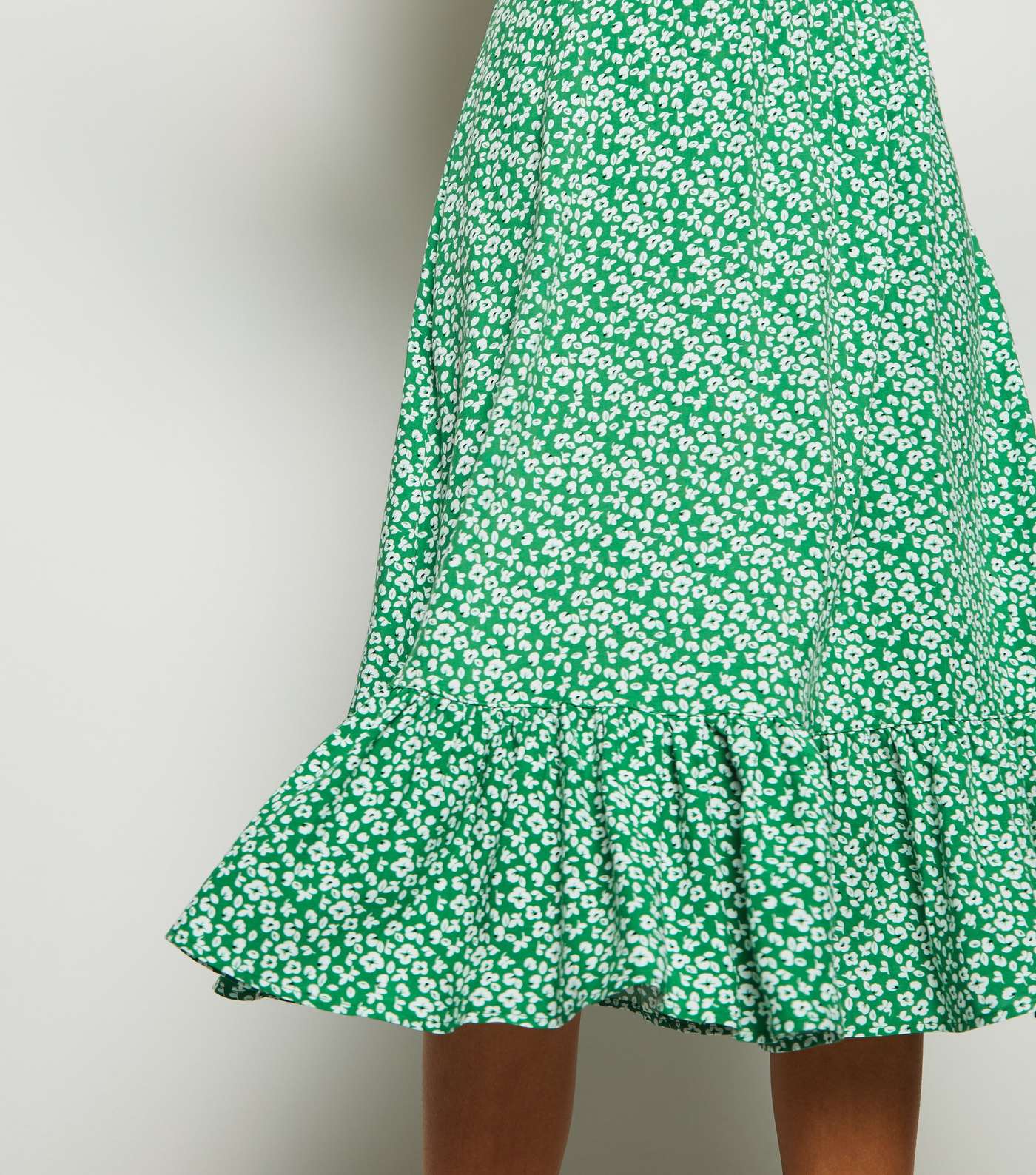 JDY Green Floral Frill Trim Midi Skirt Image 5