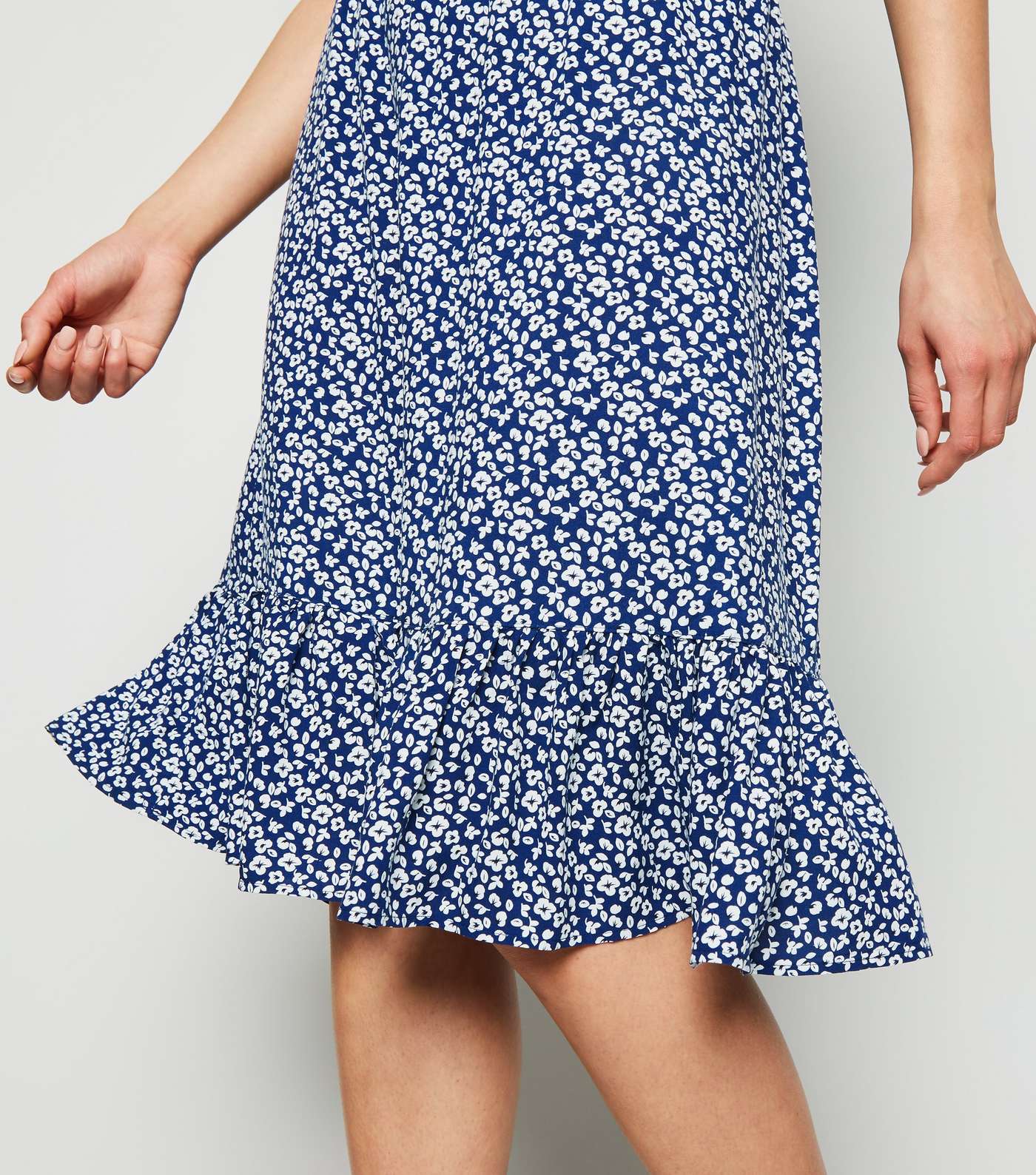 JDY Blue Floral Frill Trim Midi Skirt Image 5