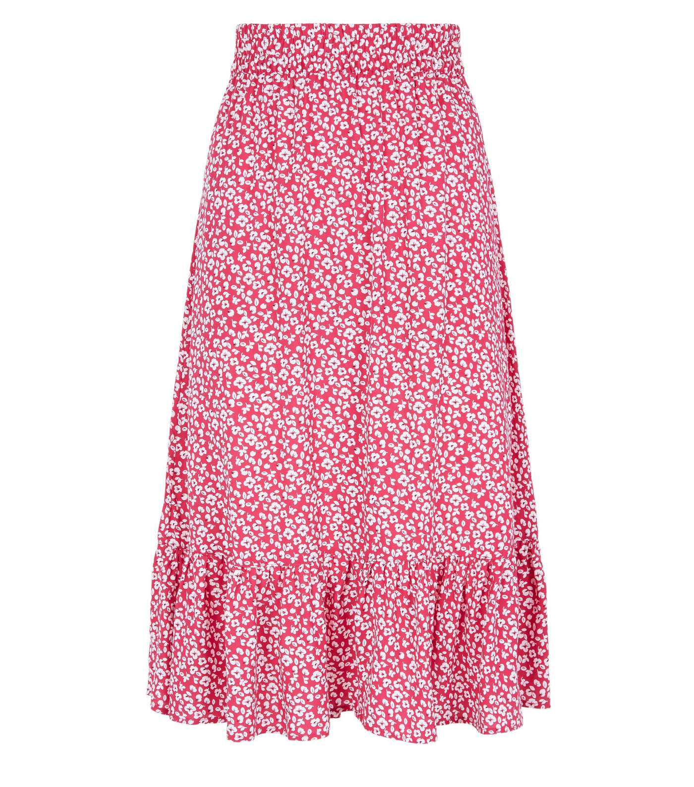 JDY Pink Floral Frill Trim Midi Skirt Image 4