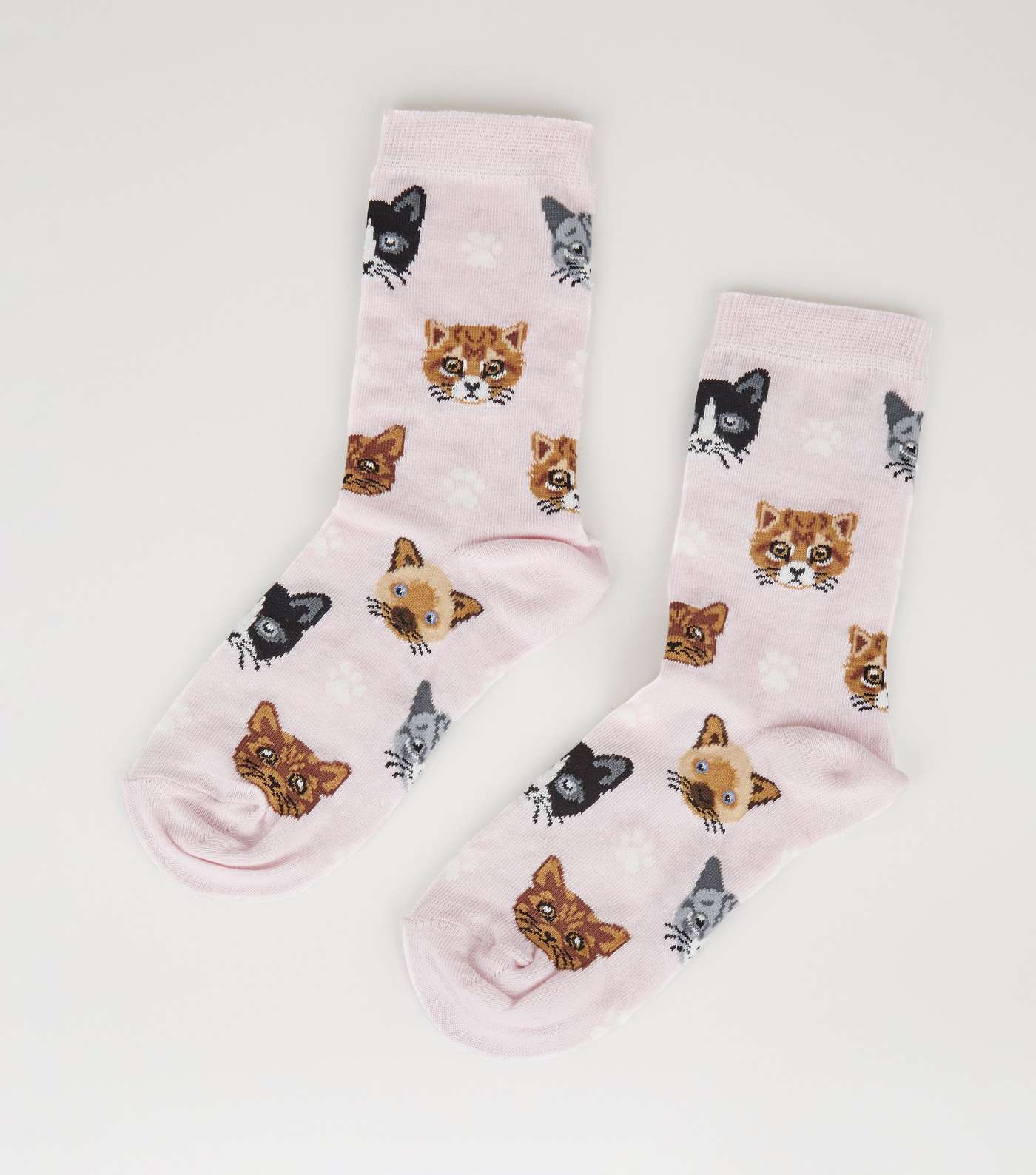 Pink Cat and Paw Pattern Socks