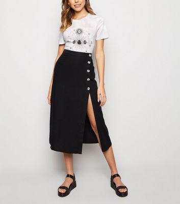 black linen midi skirt