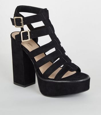 black platform gladiator sandals