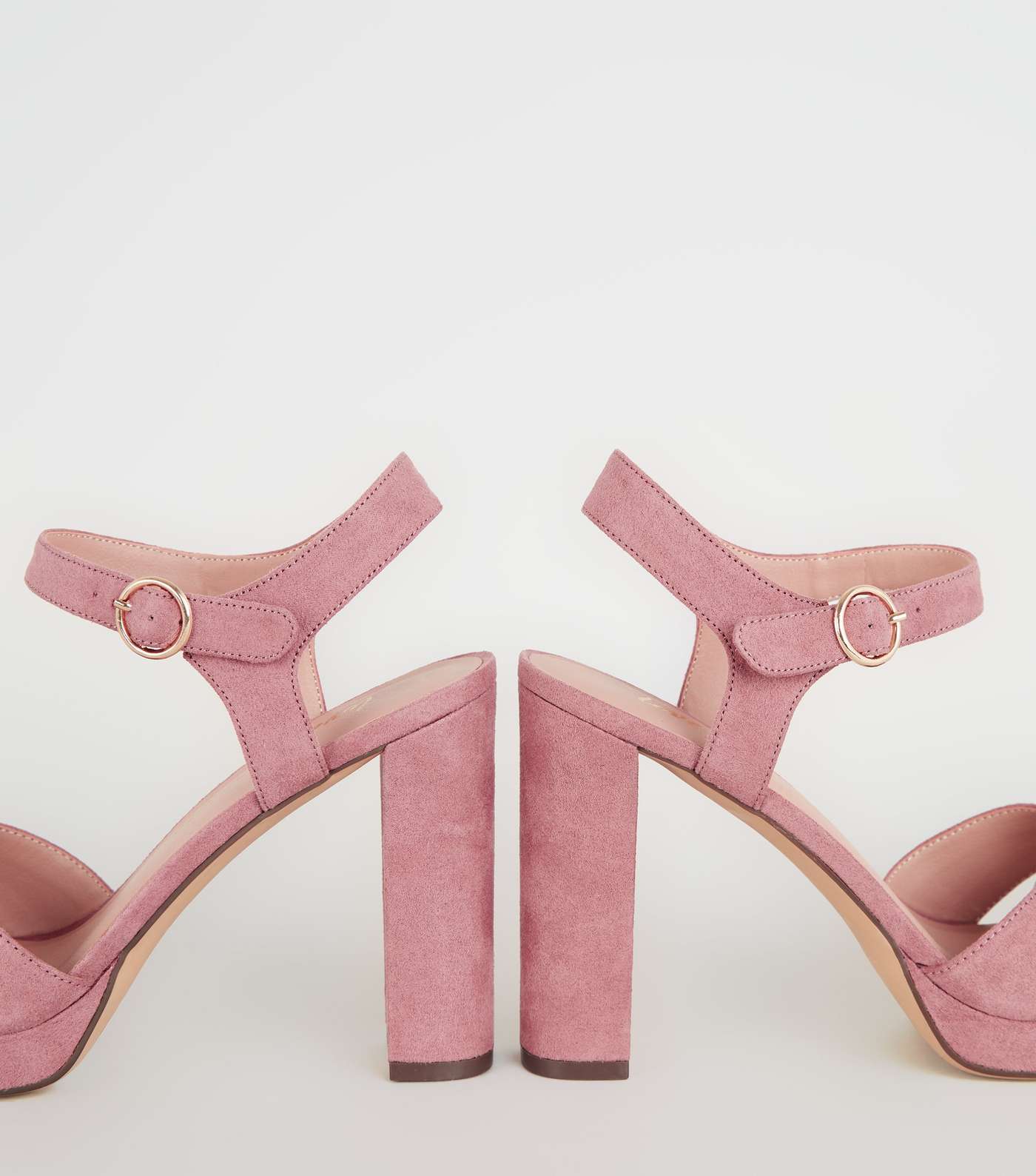 Pink Suedette Cross Strap High Vamp Heels Image 3