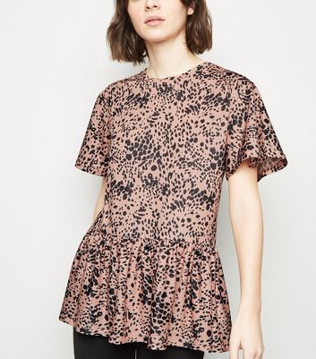 Brown Leopard Print Peplum Top | New Look