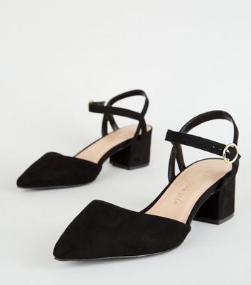 wide fit black suede court shoes