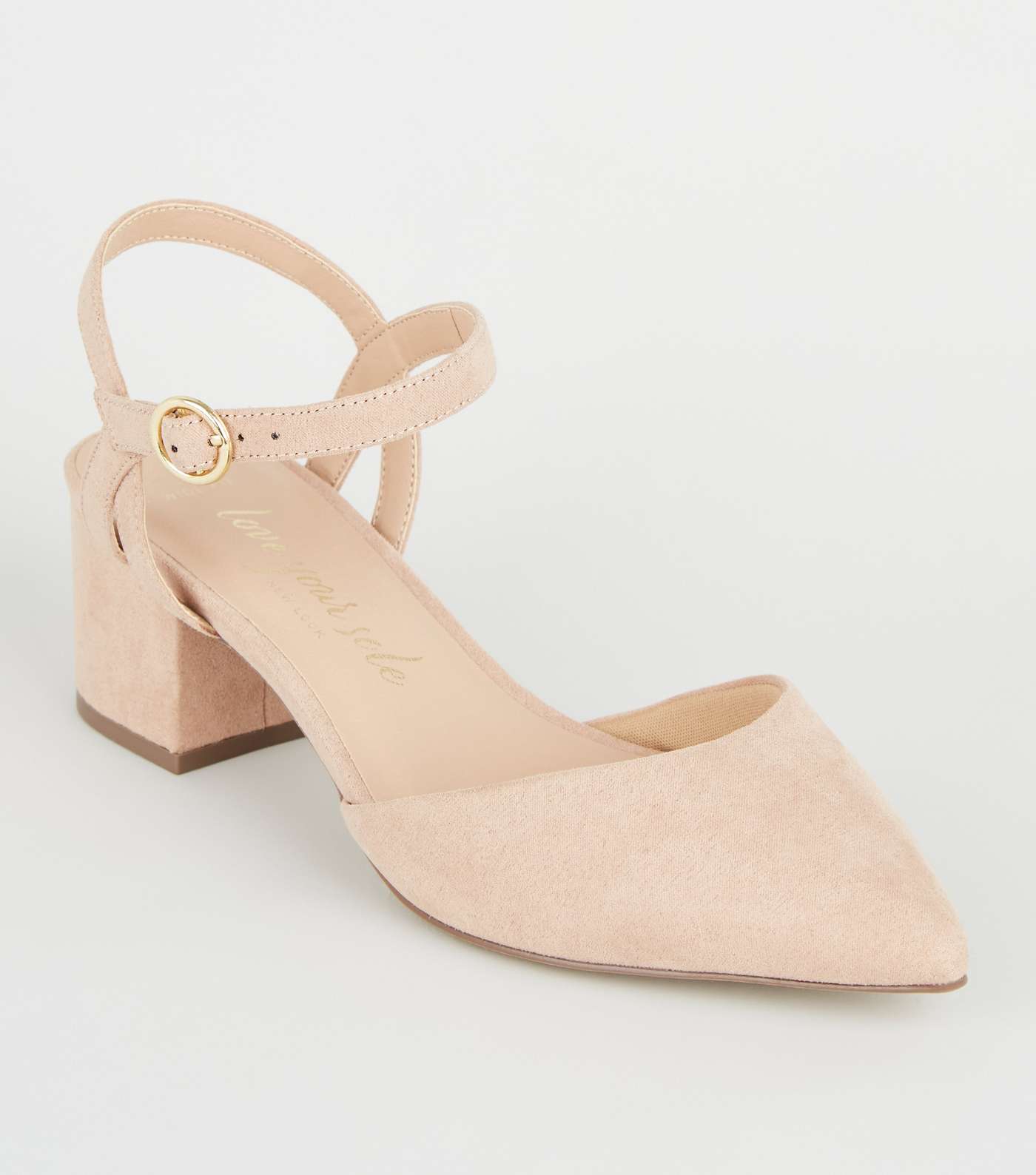 Wide Fit Nude Suedette Low Heel Courts
