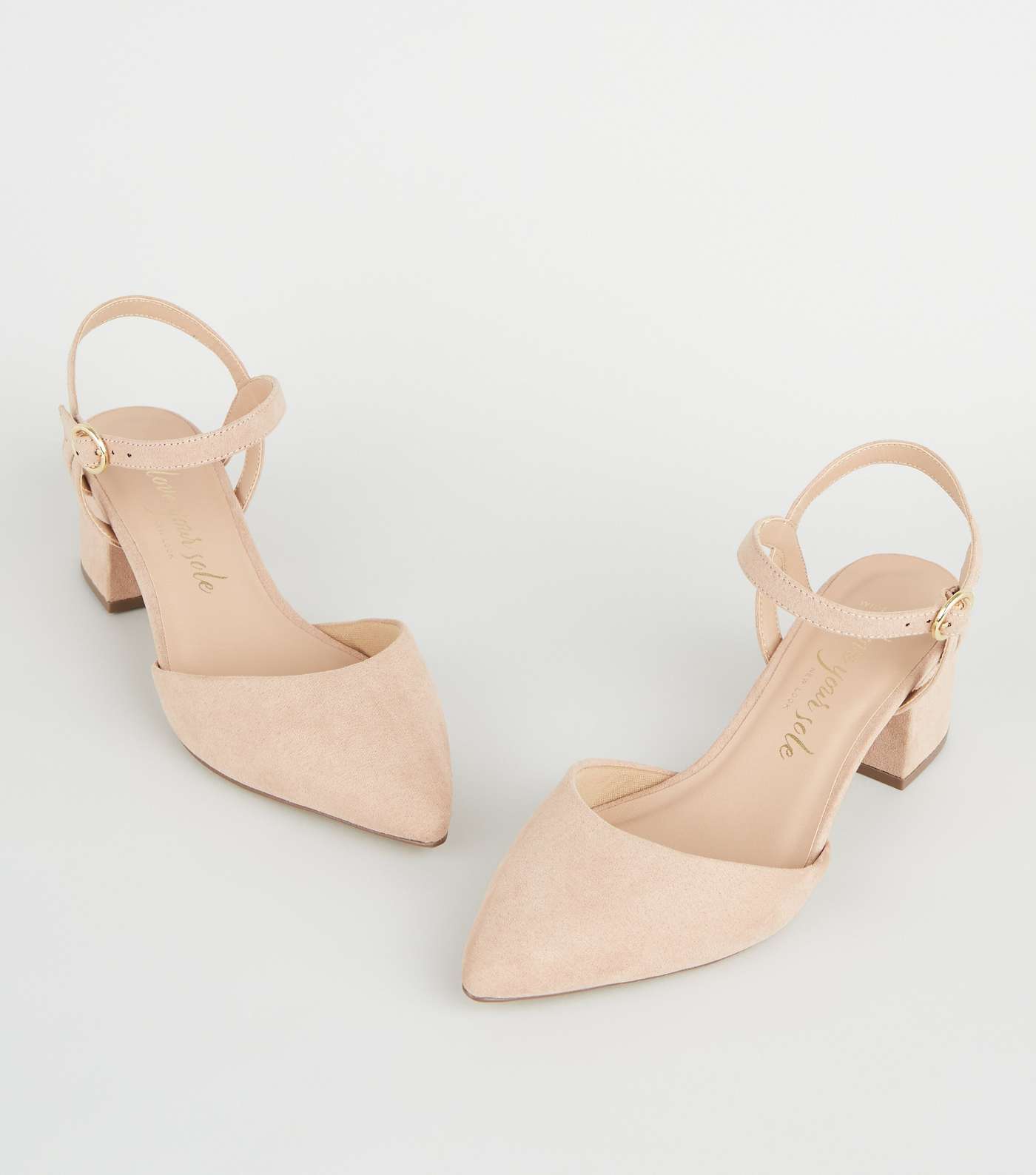 Wide Fit Nude Suedette Low Heel Courts Image 3