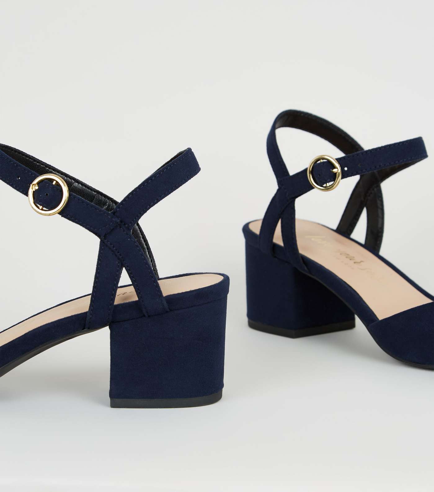 Wide Fit Navy Suedette Low Heel Courts Image 3