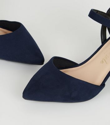 navy wide fit low heel shoes