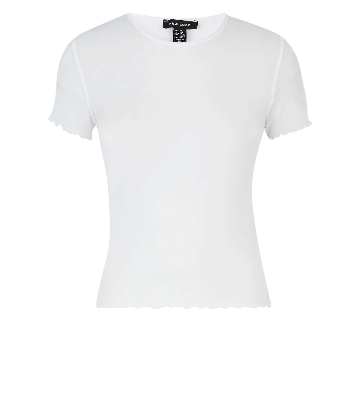White Mesh Frill Trim T-Shirt  Image 4