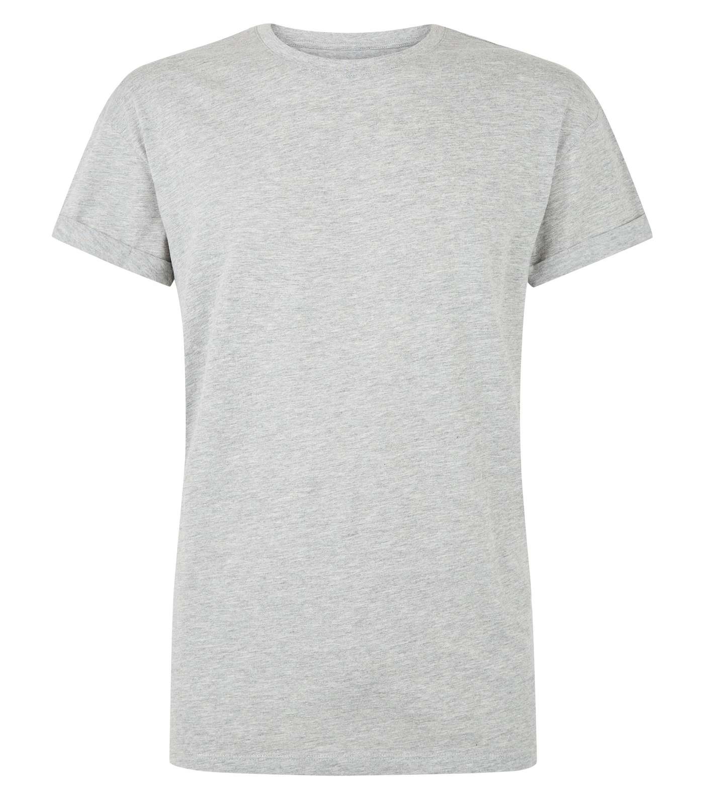 Grey Marl Short Roll Sleeve T-Shirt Image 4