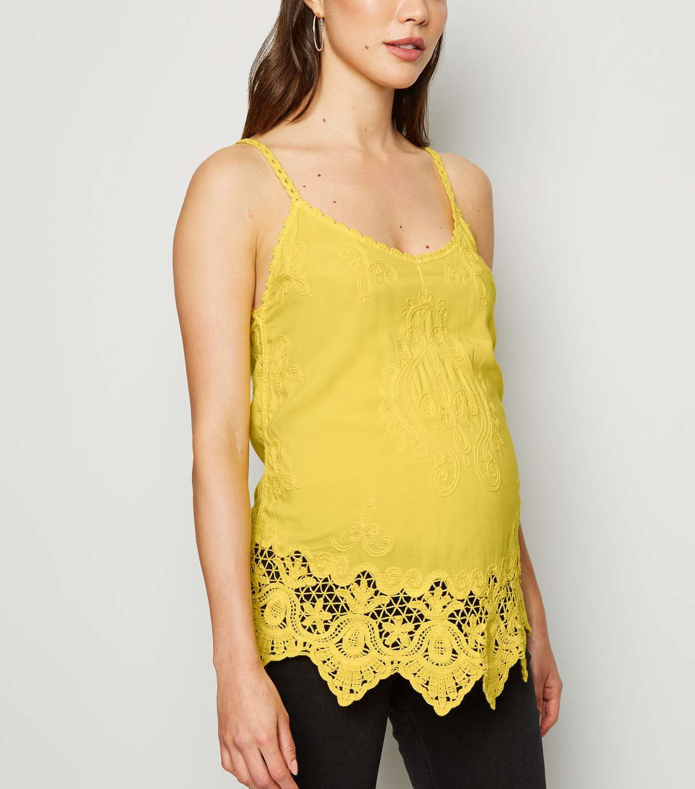 Maternity Yellow Crochet Cami