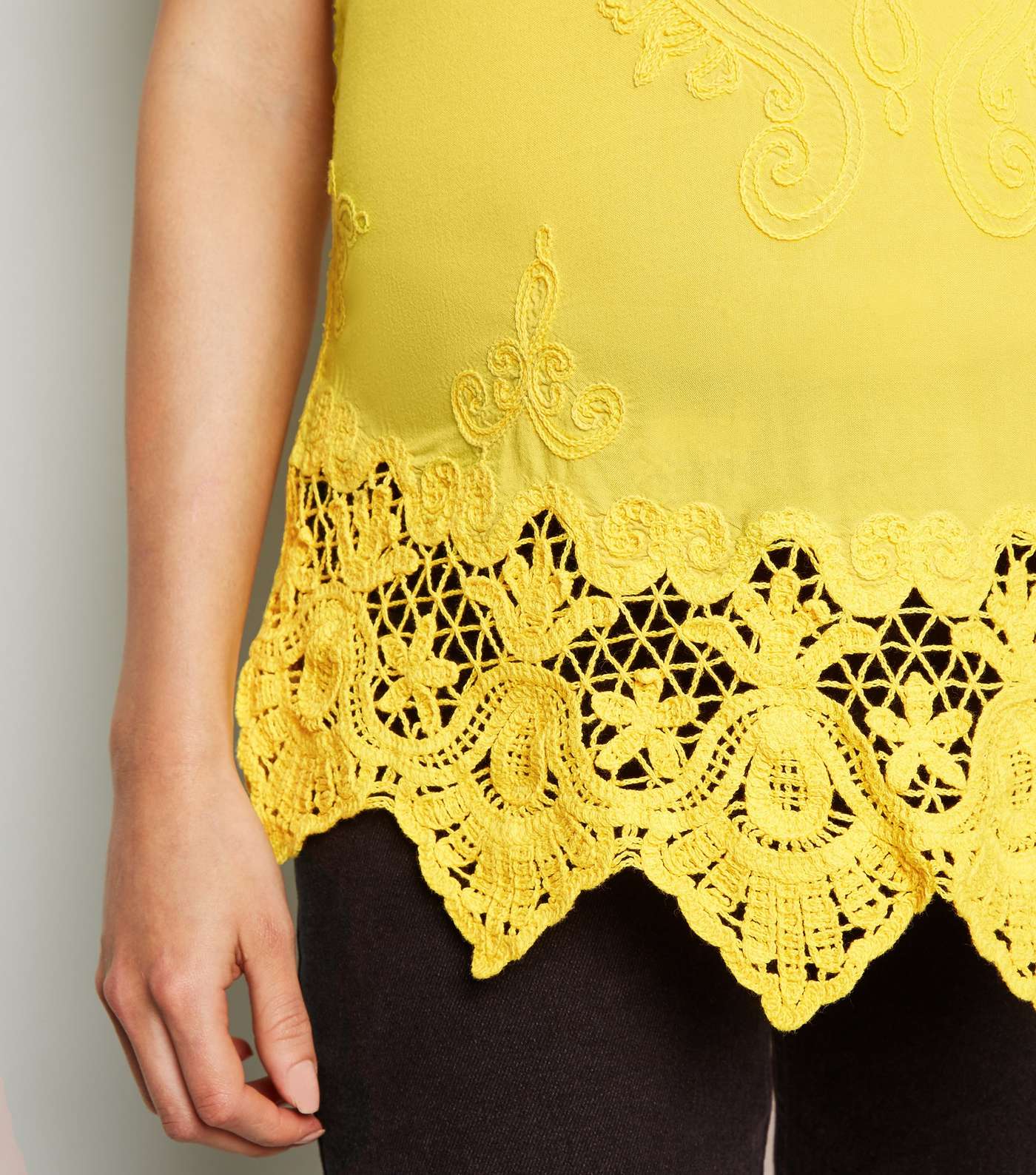 Maternity Yellow Crochet Cami Image 5