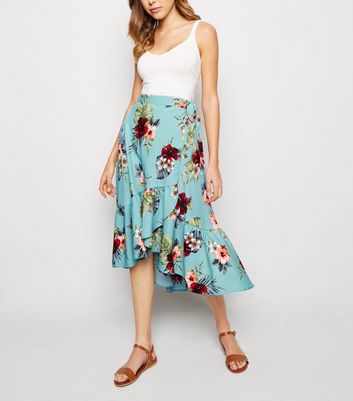 Blue floral 2024 skirt new look