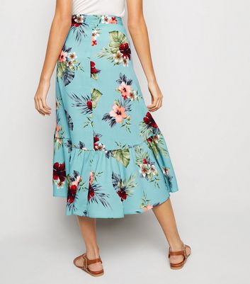 blue floral skirt new look