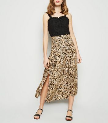 animal print skirt with split