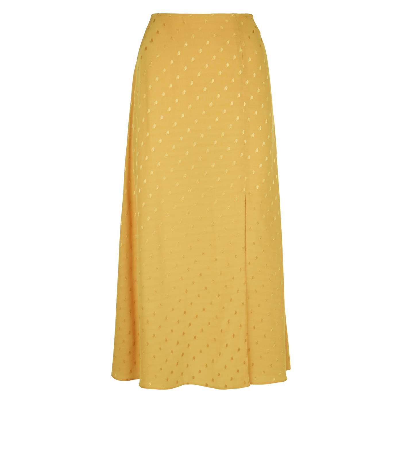 Mustard Spot Jacquard Side Split Midi Skirt Image 4