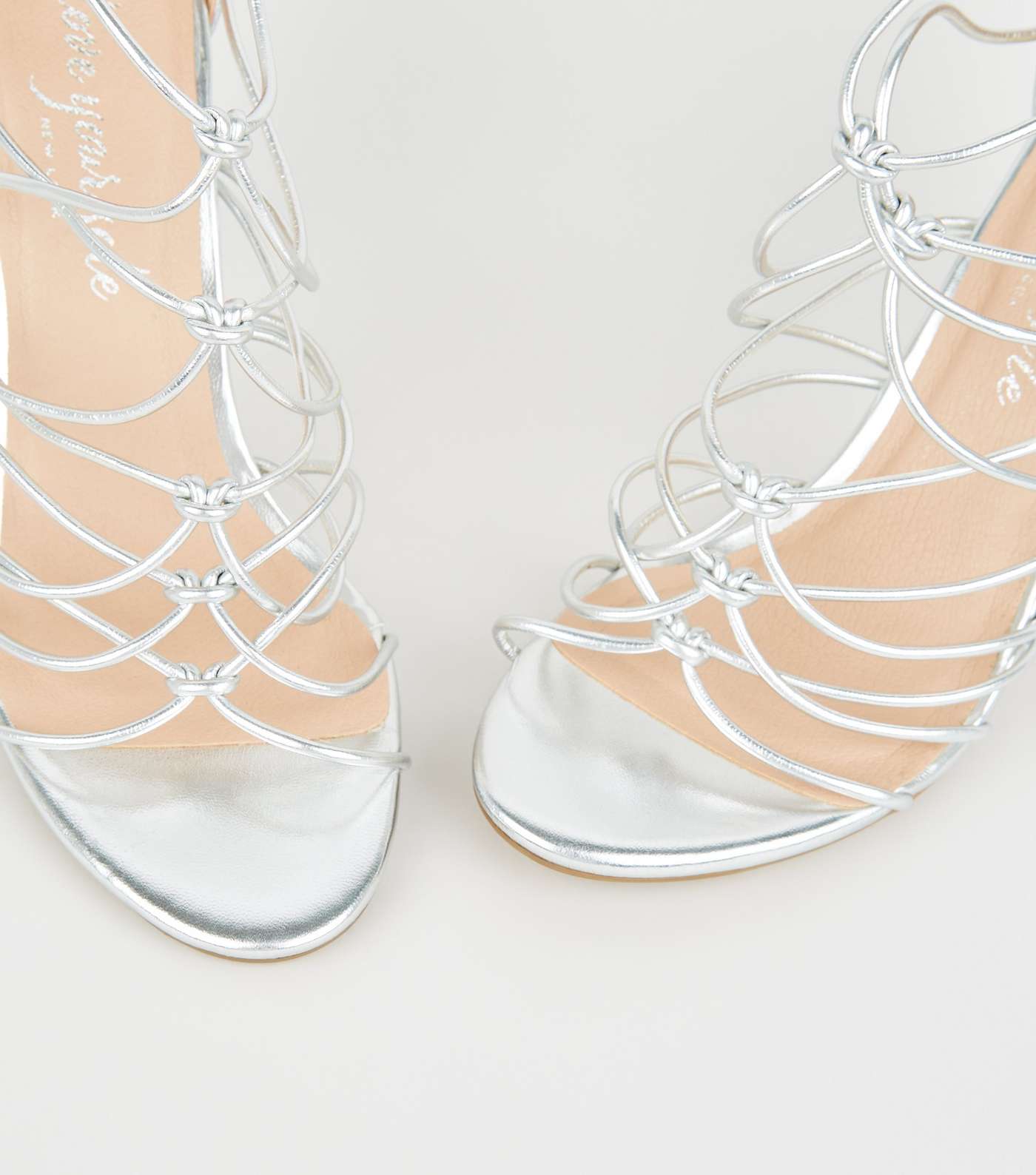 Silver Knot Front Strappy Stiletto Heels Image 3