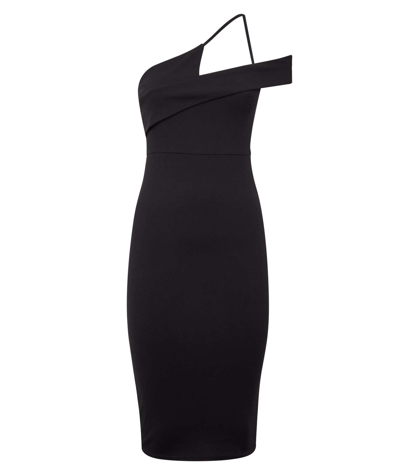 Black Asymmetric Strap Bodycon Dress Image 4