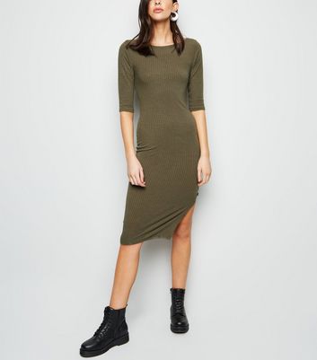 khaki jersey dress