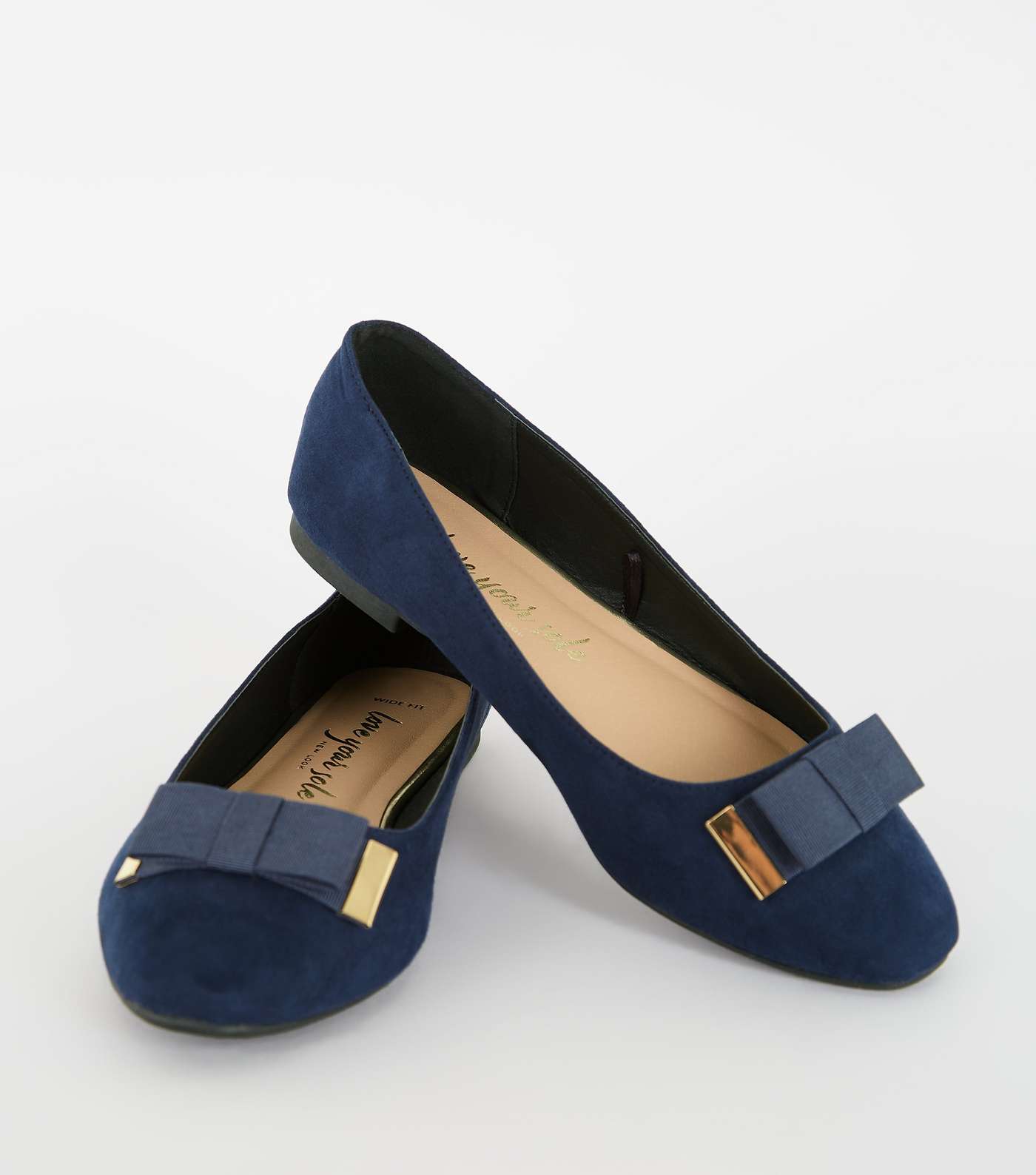 Wide Fit Navy Bow Ballet Pumps Image 4