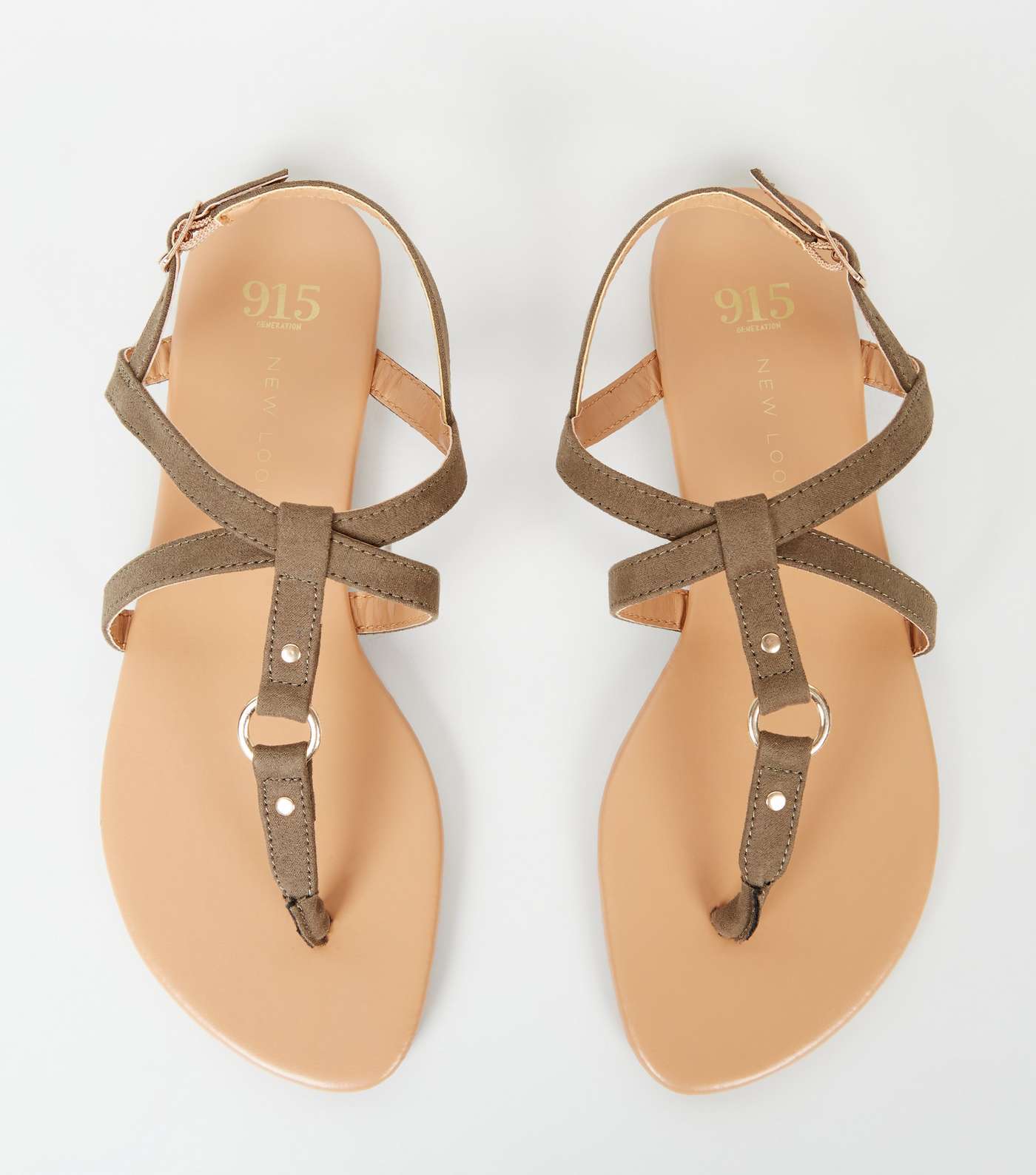 Girls Khaki Suedette Strappy Sandals Image 4