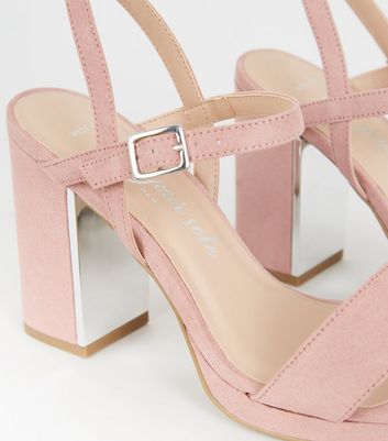 wide fit nude block heels