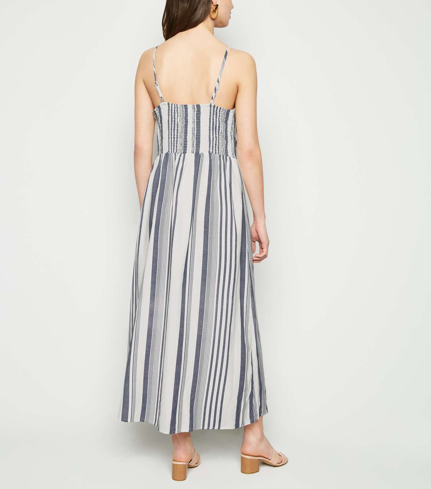 Blue Vanilla Blue Stripe Linen Look Midaxi Dress Image 2