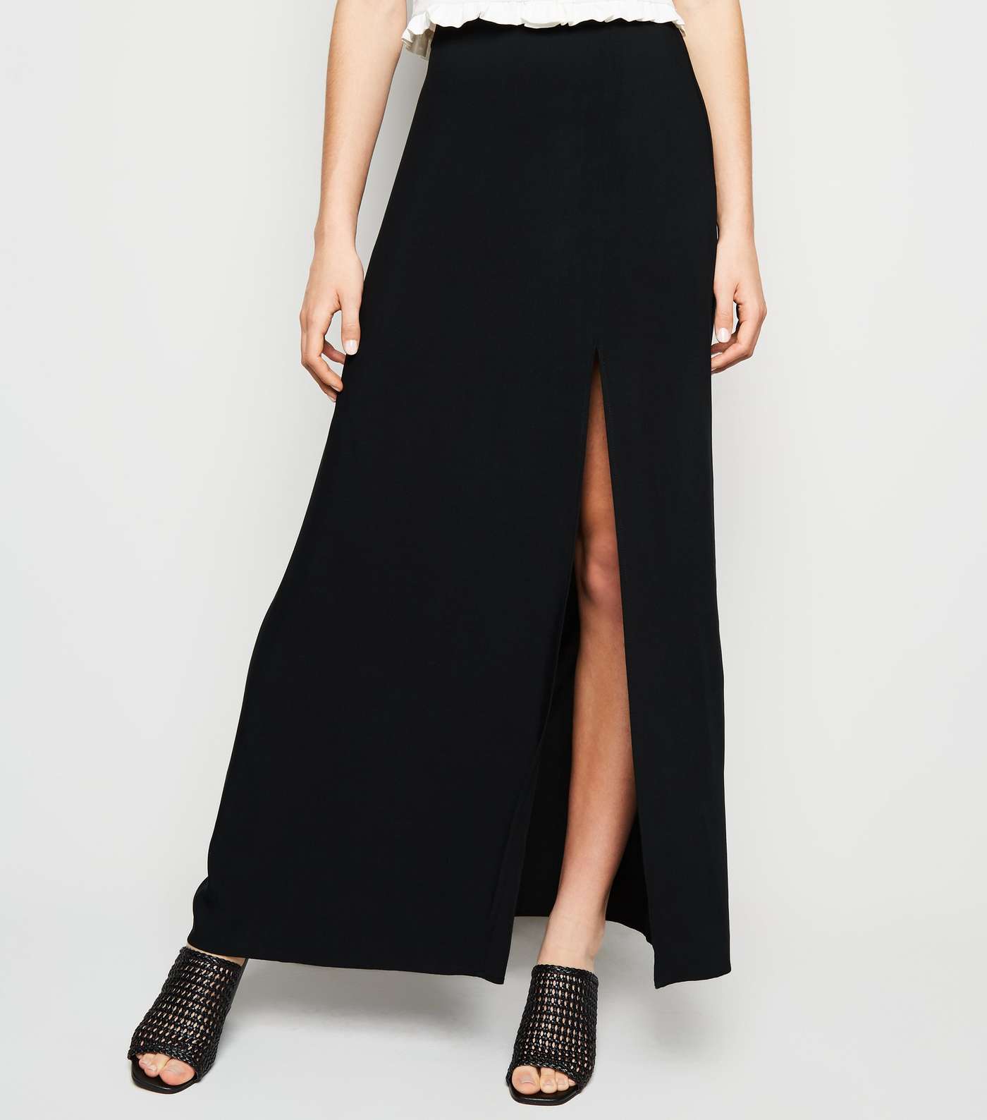 Black Side Split Maxi Skirt Image 2