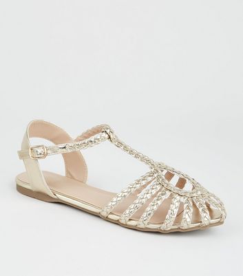 Gold caged online sandals