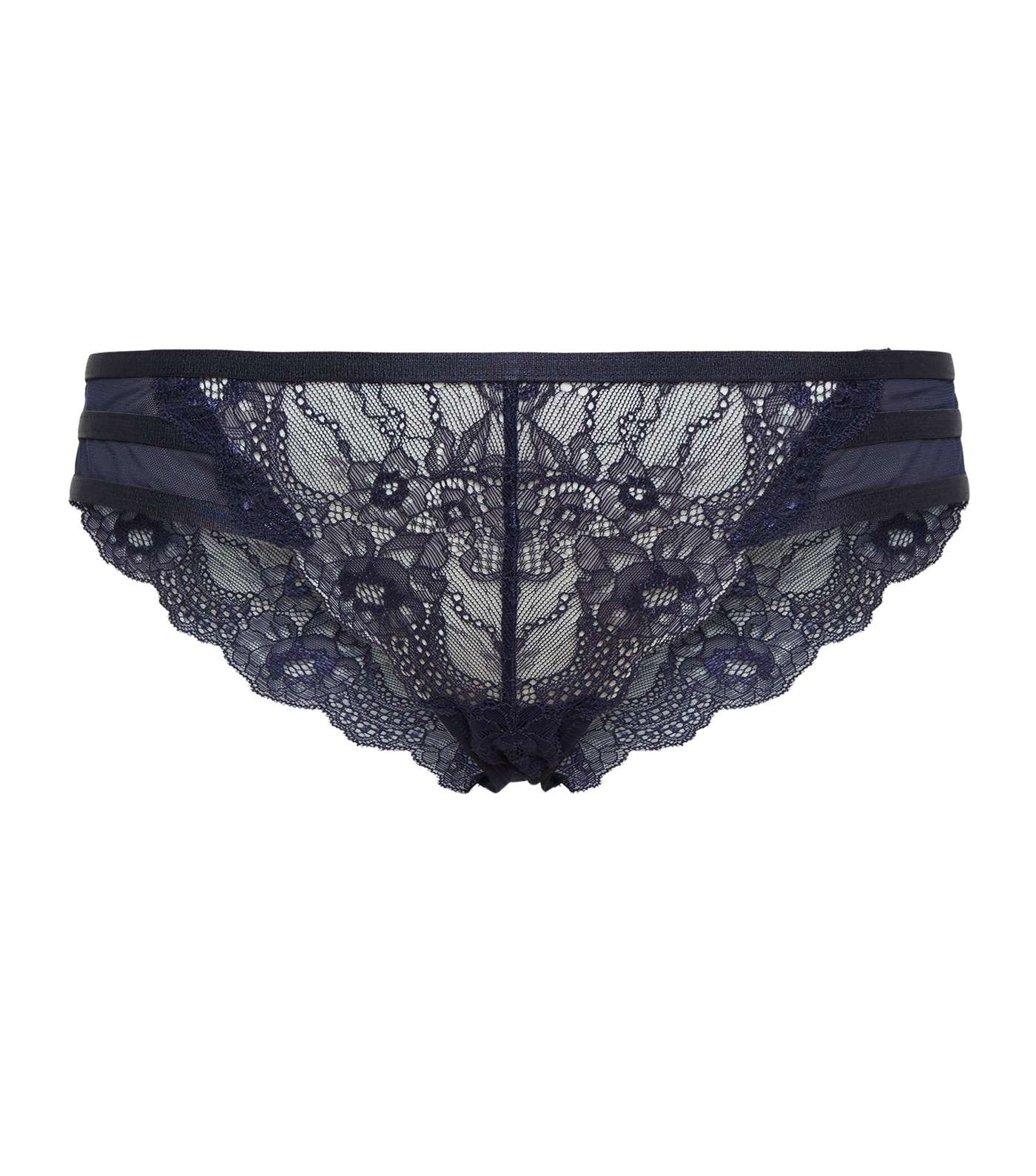 Navy Lace Strappy Briefs Image 3