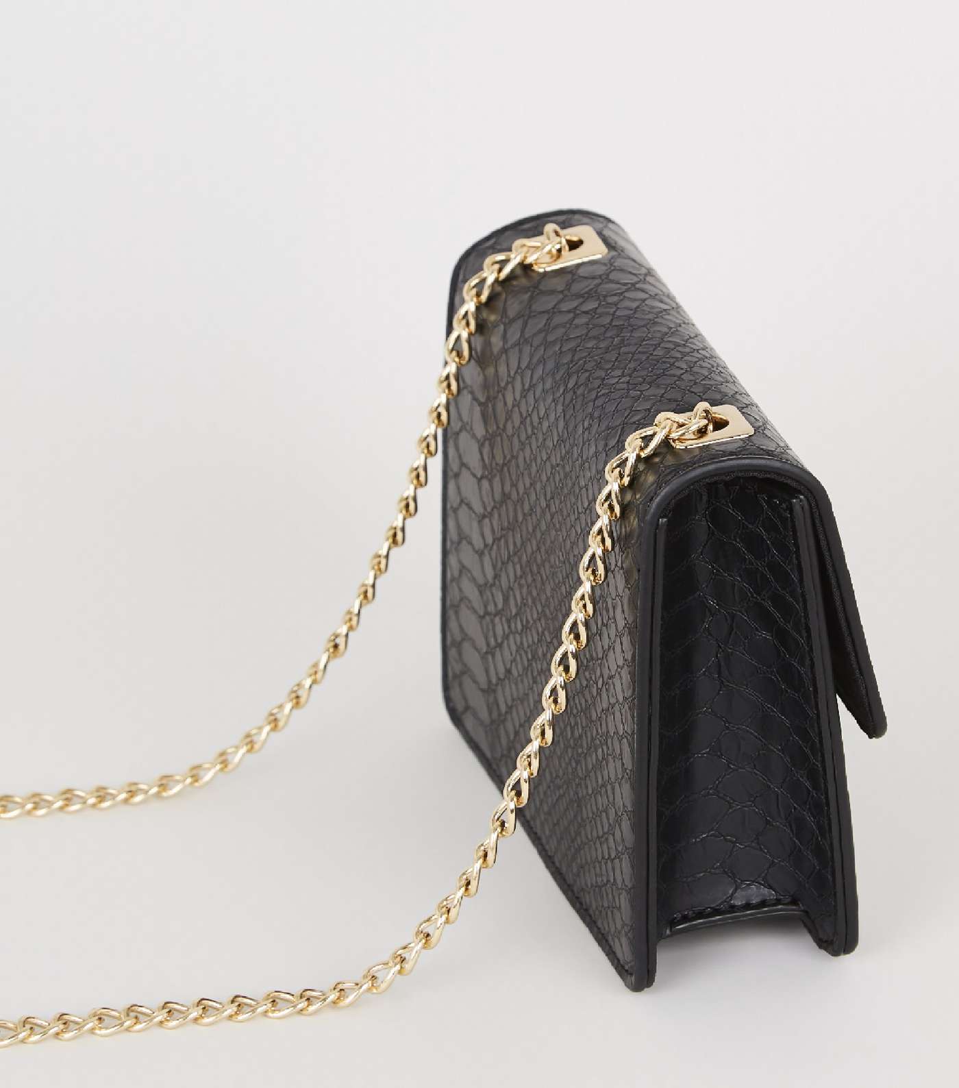 Black Faux Croc Mini Shoulder Bag Image 3