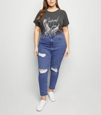 ripped slim mom jeans