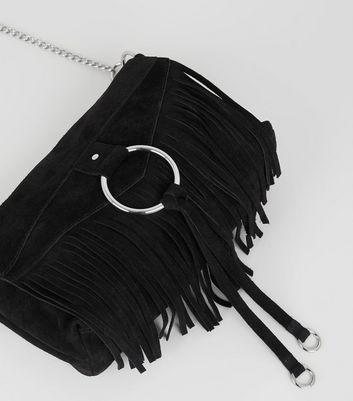 black suede across body bag