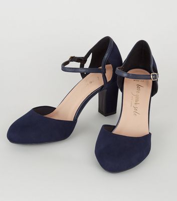 Wide Fit Escarpins bleu marine en su dine deux parties New Look