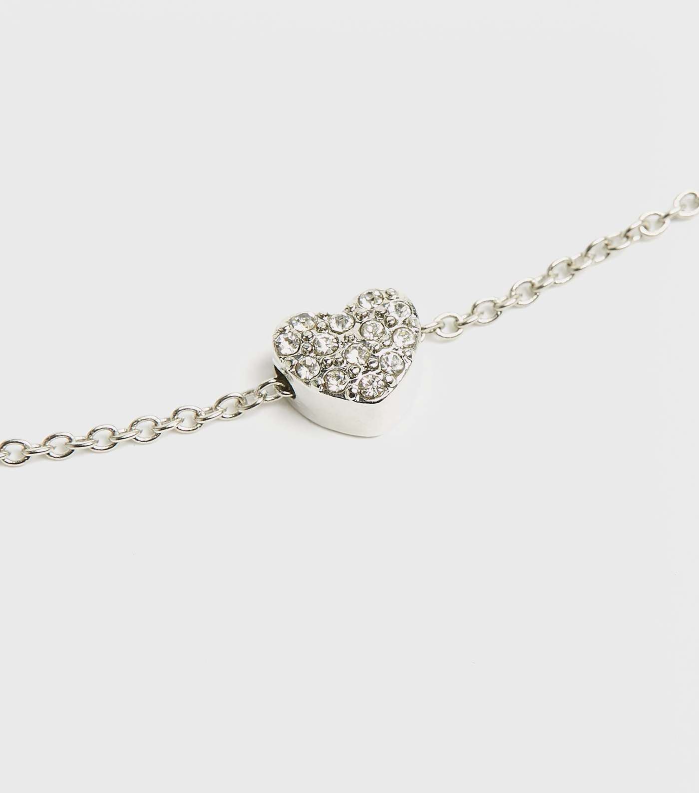 Silver Diamanté Mini Heart Pendant Necklace  Image 2