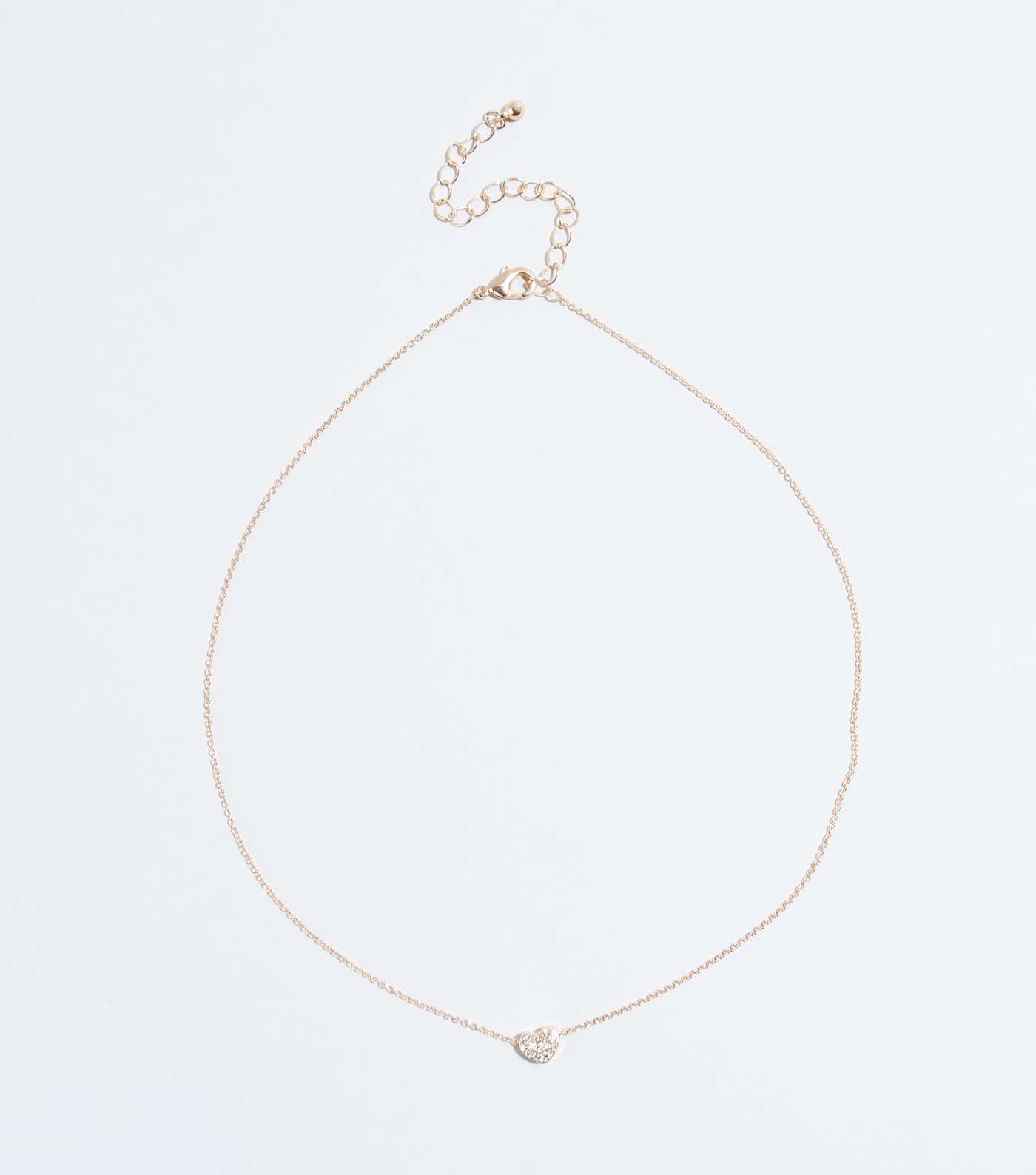 Gold Diamanté Mini Heart Pendant Necklace 