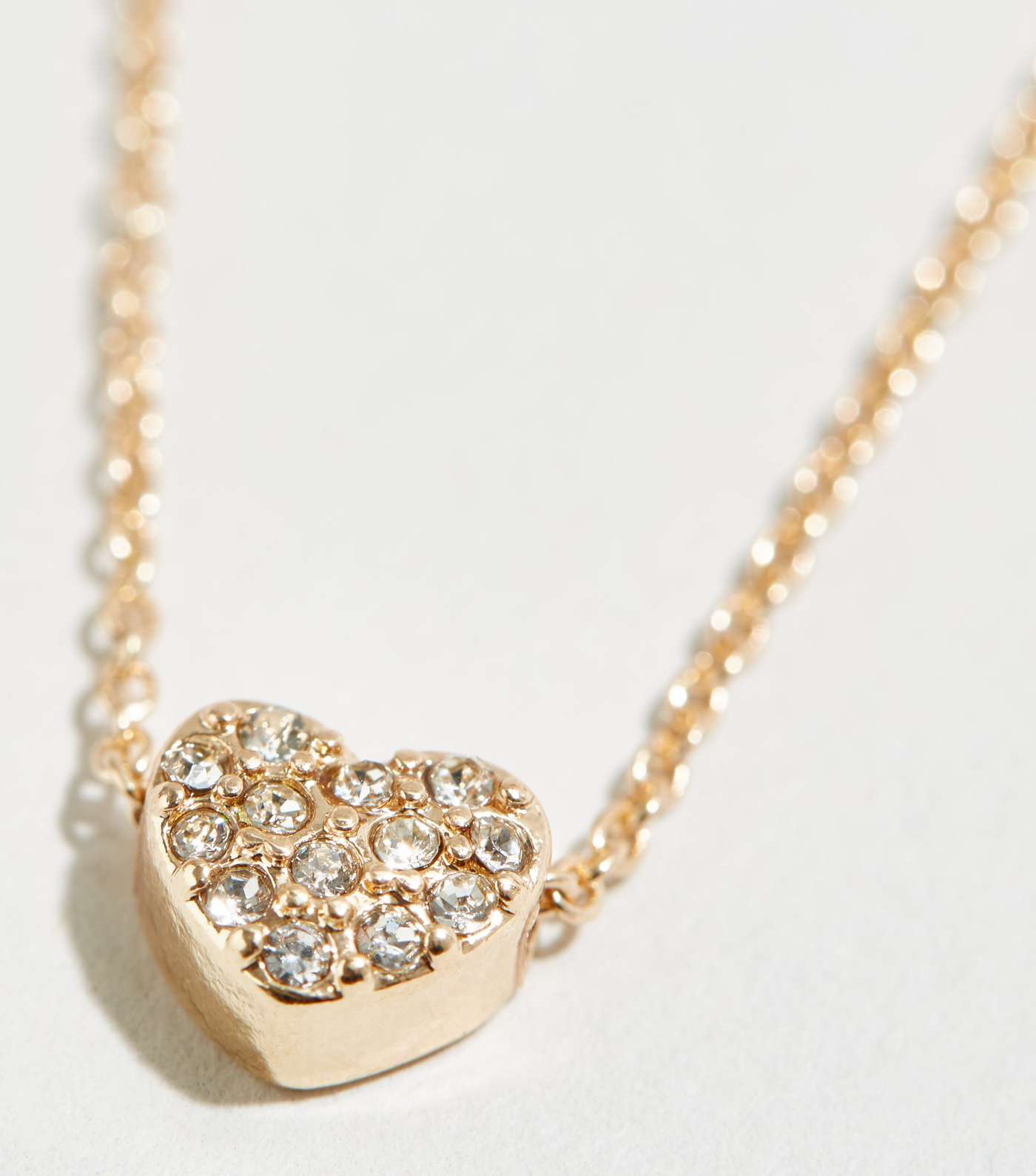 Gold Diamanté Mini Heart Pendant Necklace  Image 3