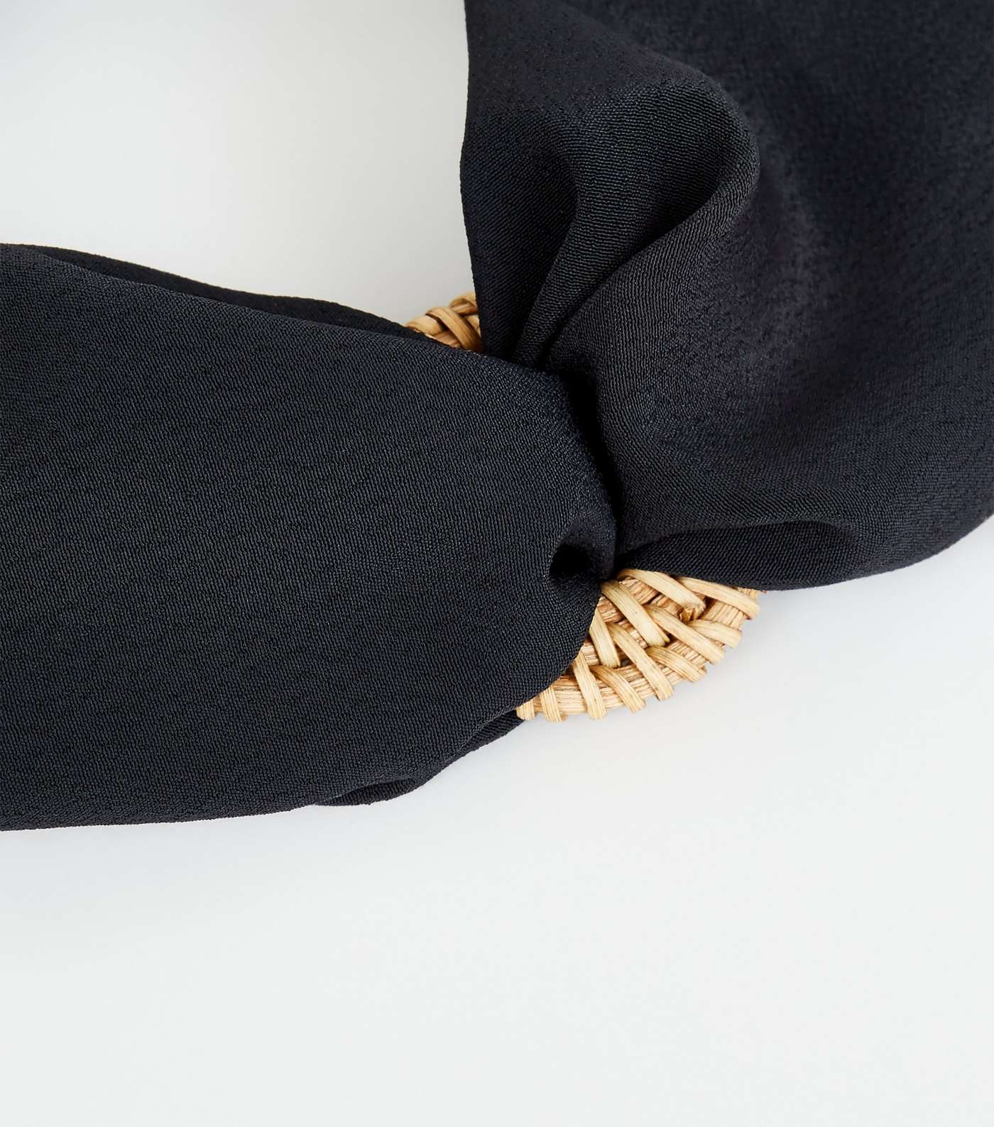 Black Woven Raffia Ring Headband Image 3