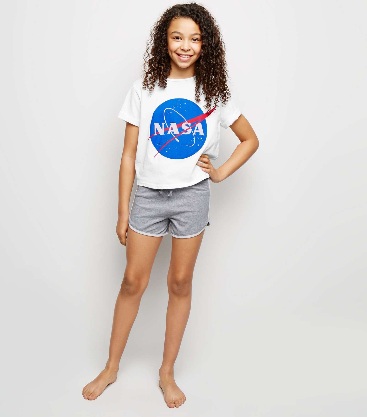 Girls Grey Shorts NASA Logo Pyjama Set Image 2