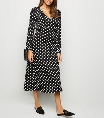 new look black polka dot dress