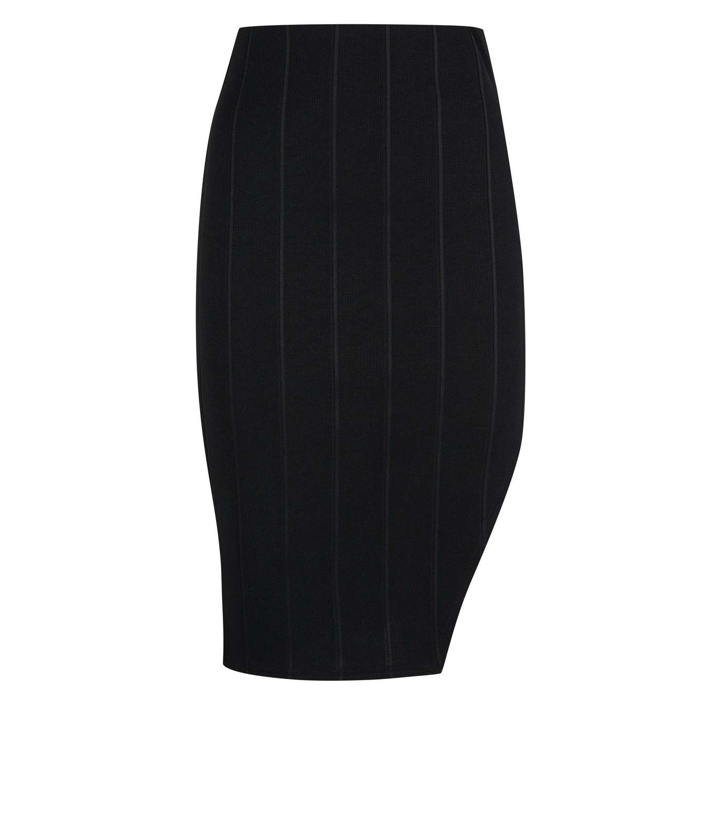 Black Ribbed Split Side Skirt  Image 4