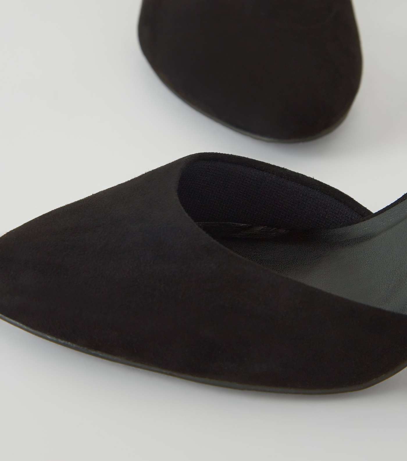 Black Suedette Round Toe Court Shoes Image 4