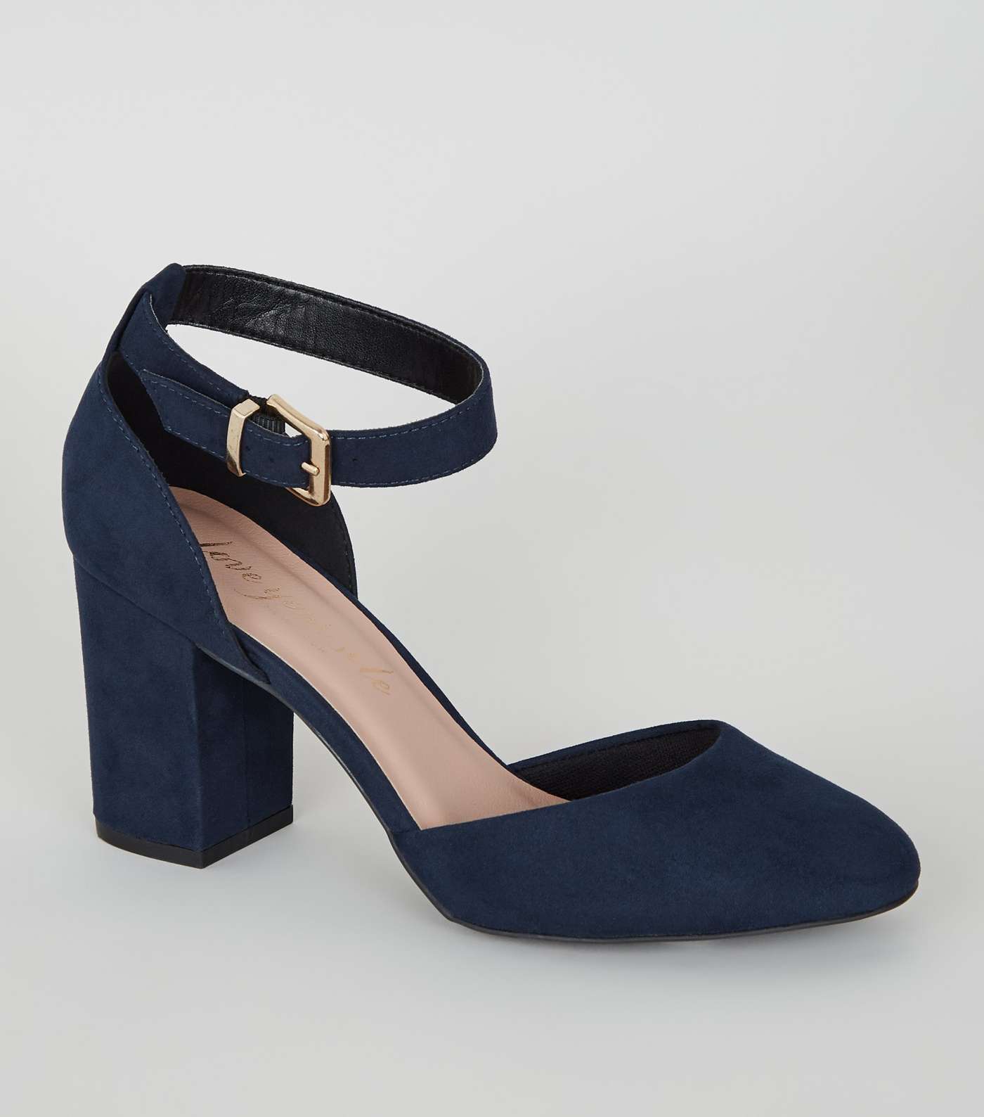 Navy Suedette Round Toe Court Shoes