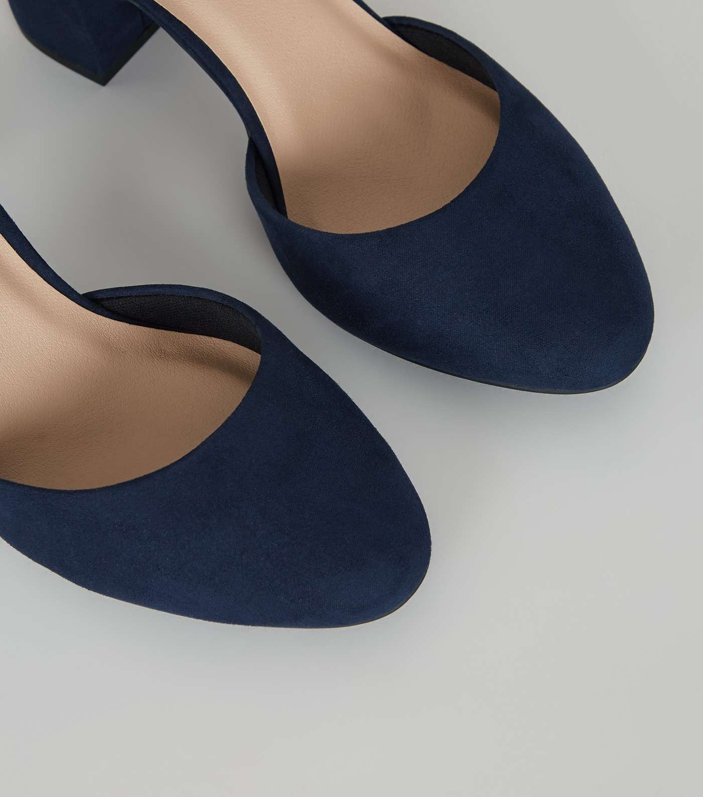 Navy Suedette Round Toe Court Shoes Image 3
