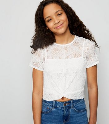 girls white lace shirt